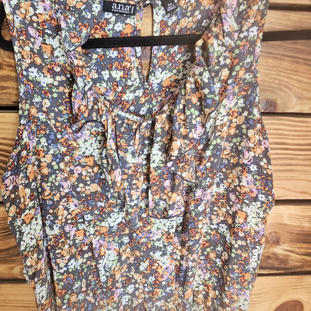 a.n.a Women's Floral Blouse - Black and Orange